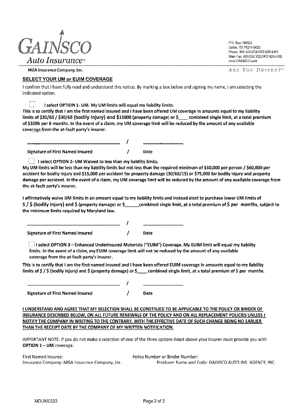 Page 1 from Gainsco