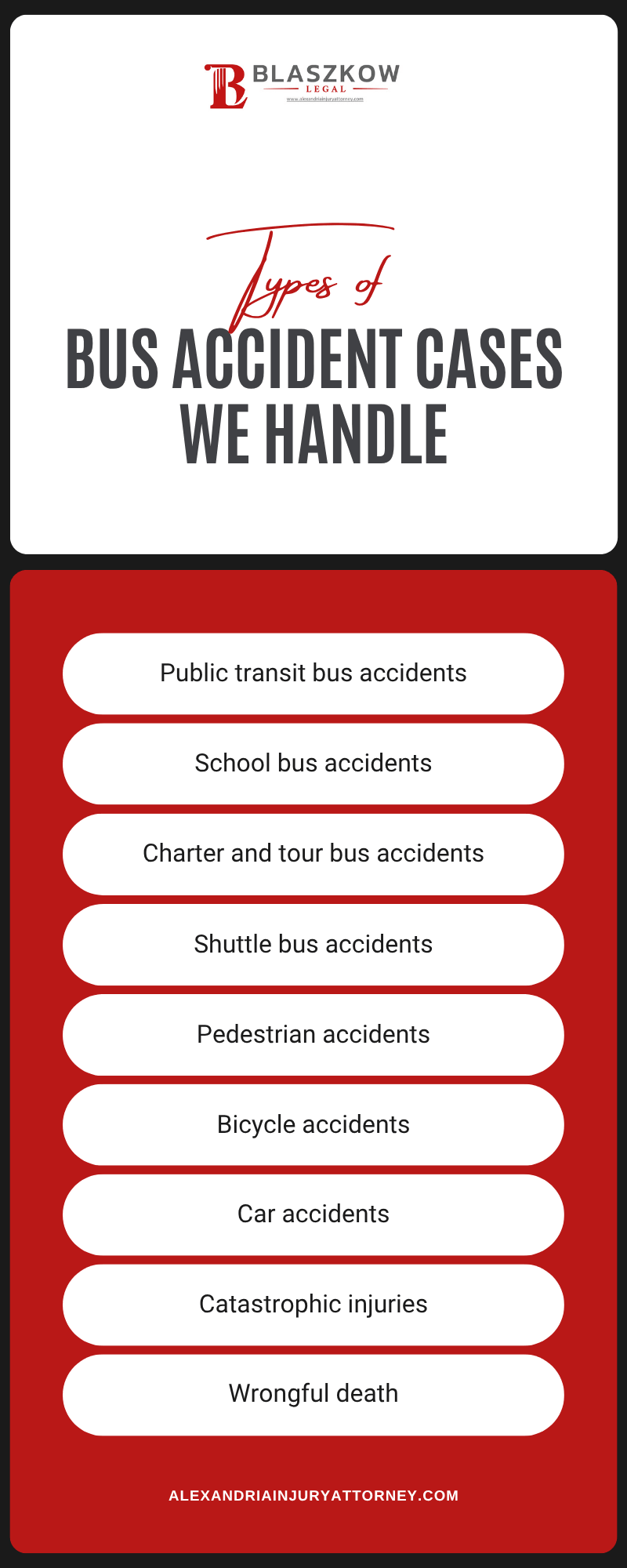 Bus Accident Cases We Handle Infographic