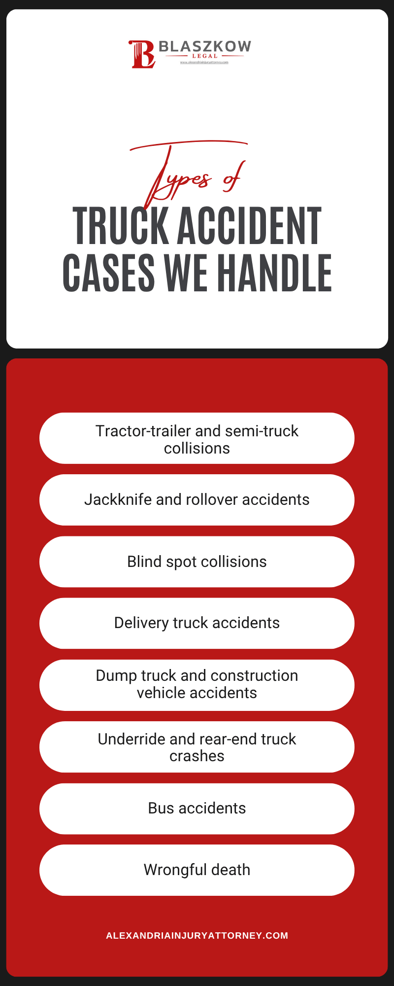 Truck Accident Cases We Handle Infographic